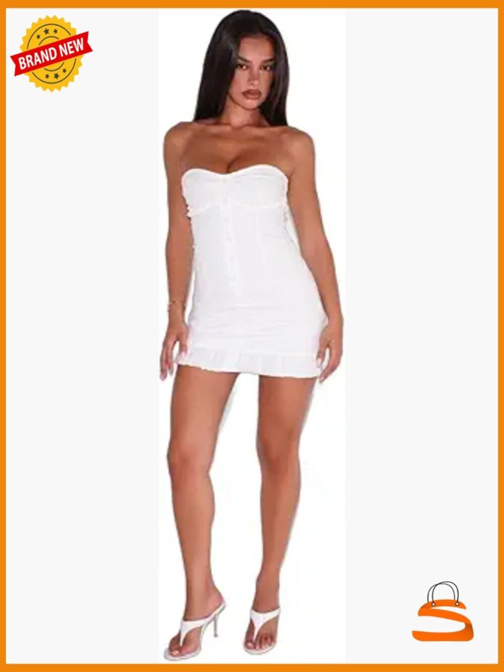 Strapless Mini Dress with Sweetheart Neckline & Ruffle Hem
